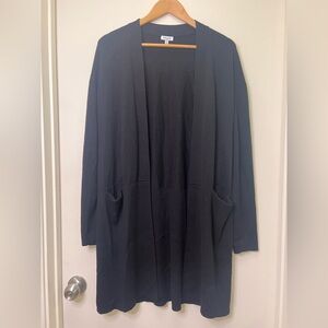 Splendid Black Duster Cardigan Long Open Front Cashmere Blend Lightweight Cozy